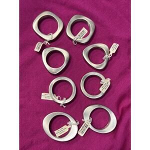 Crate And Barrel Set Of 8 Geometric Napkin Rings “ASSO” Pewter NEW W/Tags